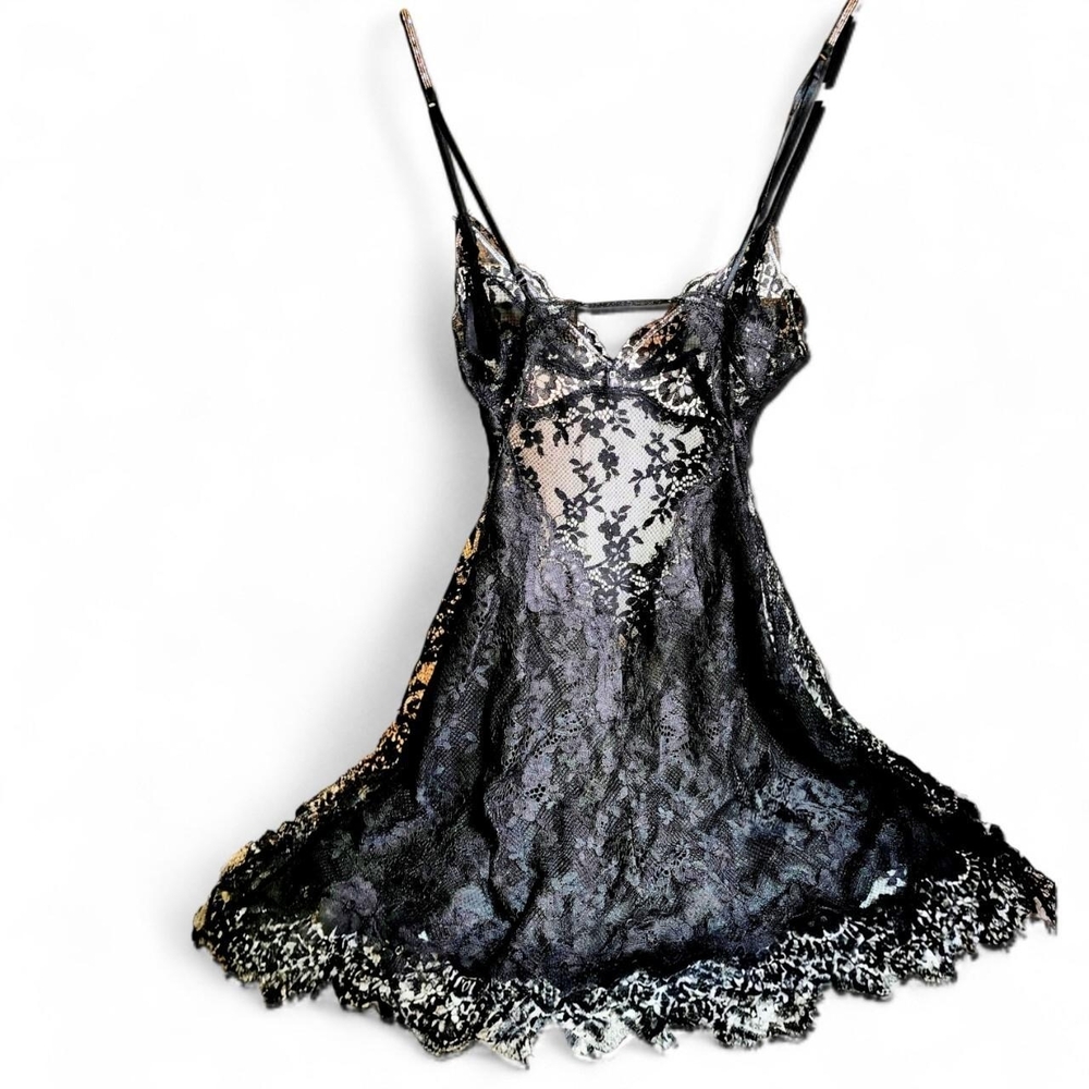 Victoria's Secret Black Floral Lace Slip